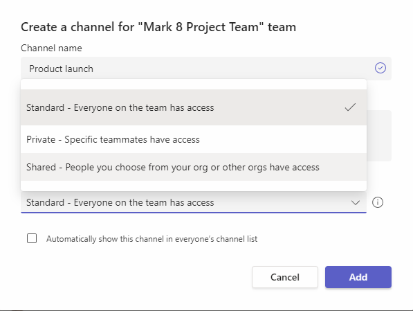 Teams Connect Shared Channels creation